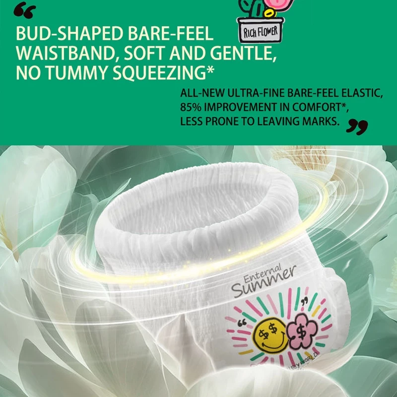 [Single Pack] Biba Eternal Summer Smiley Rich Flower Series Diapers Pants & Tape |NB-XXL | Soft Skin Friendly